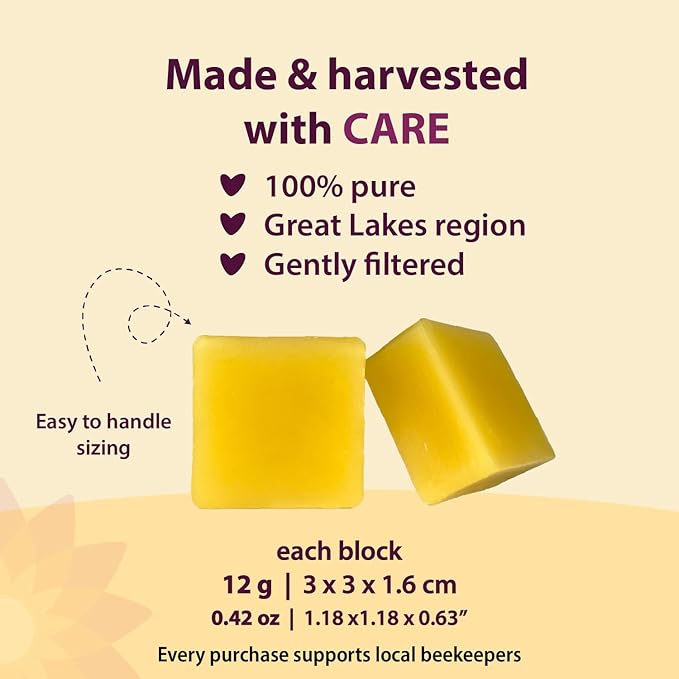 Great Lakes Beeswax, 12 Blocks (144g/5oz), Filtered at Low Temperature, 100% Pure and Natural, Cosmetic Grade, Yellow