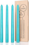 CANDWAX 12 inch Turquoise Taper Candles Pack of 4 - Unscented Smokeless Dripless Teal Candlesticks - Perfect for Holidays, Ordinary Dinners and Special Occasions - Tall Taper Candles