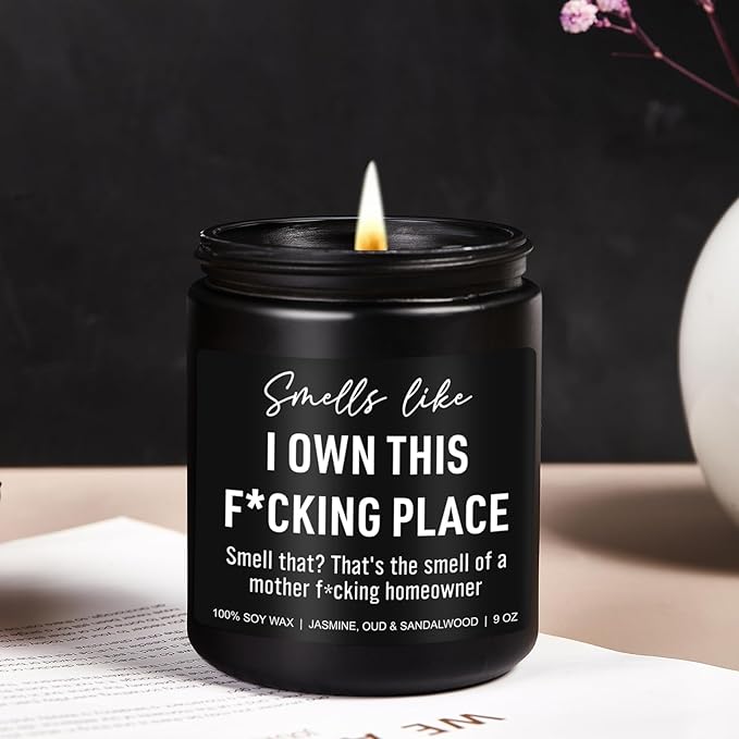 Funny Scented Candle, House Warming Gifts New Home, Housewarming Gifts for Women, Men, Couple, New Homeowner - First Apartment Essentials - Closing Presents for Home Buyers - 9 oz