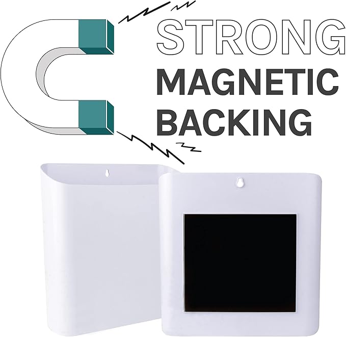 JS Jackson Supplies Large White Lint Bin with Magnetic Back, 9.5 x 9.5-Inch Durable Plastic, Slim Profile Space Saving Trash Bin for Laundry Room and Kitchen, Wall Mountable