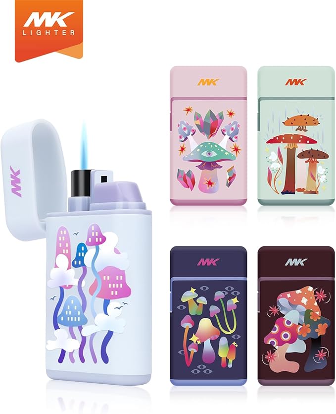 MK Lighter 5-Pack Torch Flame Pocket Lighters, Refillable and Multipurpose, Ideal for Candles, BBQ, Camping, and Everyday Use (Myco-Cosmo-5PC)