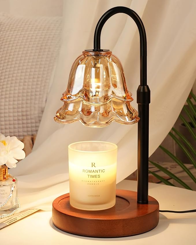 Funistree Candle Warmer Lamp with Timer & Dimmer, Adjustable Height Mothers Day Birthday Gifts for Women Mom, Flower Candle Lamp Warmer, Wax Warmer with 2 Bulbs, House Warming New House Decorations