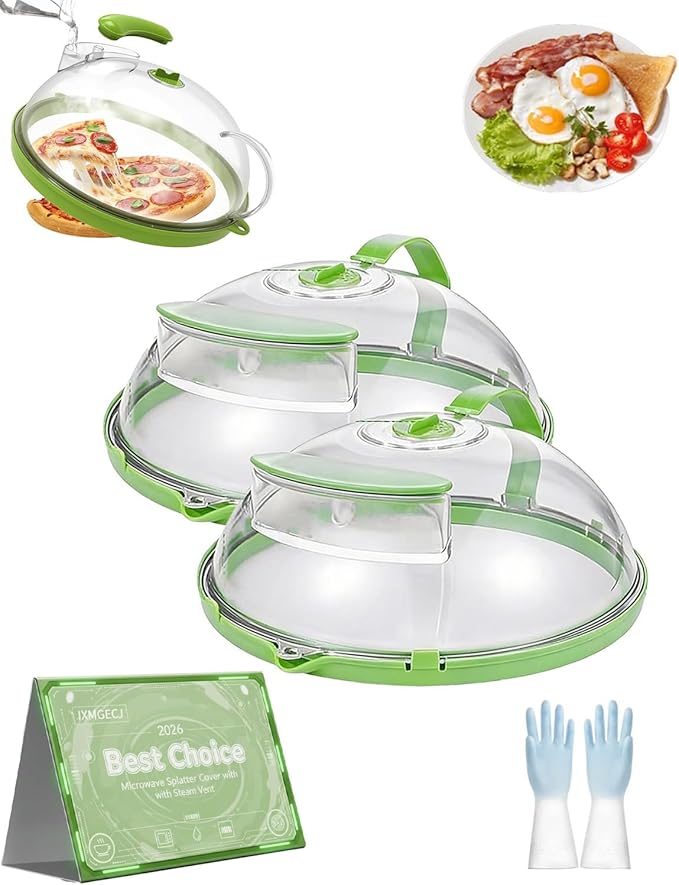Microwave Splatter Cover Glass Microwave Cover for Food with Water Steamer with Water Steamer Integrated Handle Prevent Food from Drying Dish Bowl Plate Serving Covers Kitchen Gadgets Accessories