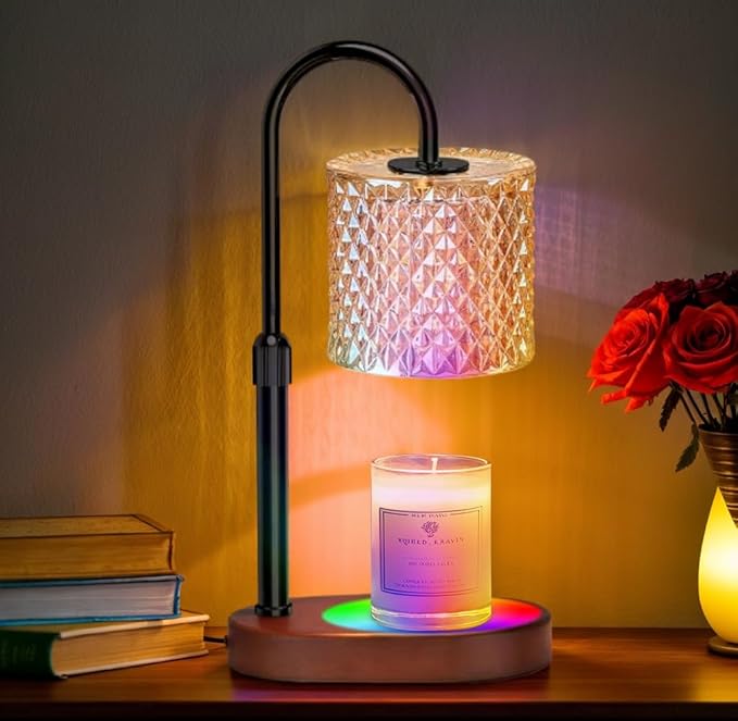 Engpure Candle Warmer Lamp with 8 Colors LED Changing and Timer Dimmer, Candle Warmer with RGB Model Height Adjustable for All Size Scented Candles with 2 Bulbs, Christmas Gift for Mom, Wife,Friends
