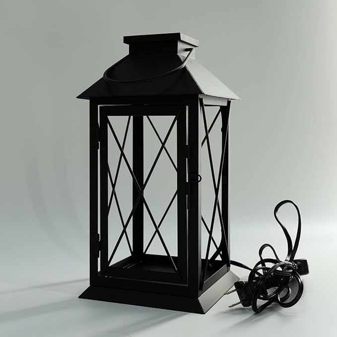 Candle Warmer Lamp Morden Farmhouse Lantern, Vintage Candle Lamp Warmer for Jar Candles, House Warming Gifts New Home Décor Black Large Lantern