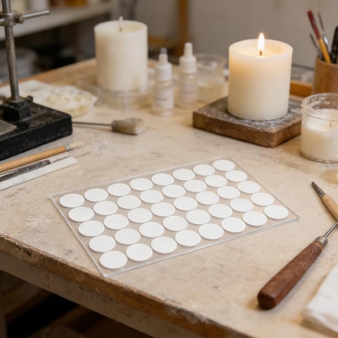 800pcs Small Wick Stickers for Candle Making: 0.8" Round Dot Double Sided Adhesive Inserts Taper Stick Holder Grips for DIY Candlesticks Wick Making