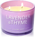 Lavender Thyme Scented Candle, Luxury Large 3 Wick Soy Candle 12 Oz, 60+ Hour Long Lasting Clean Burn, Elegant Aromatherapy Home Decor, Housewarming & Birthday Gift for Men & Women