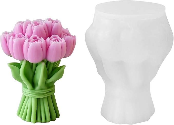 Tulip Candle Silicone Molds Resin Casting Mould for DIY Flower Shaped Candles Polymer Clay Craft Plaster Home Decoration
