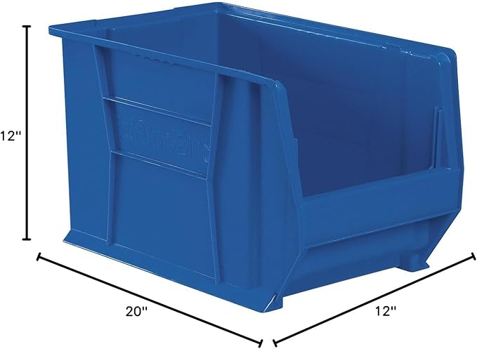Akro-Mils 30282 Super-Size AkroBins Plastic Storage Bins, Space-Saving Stackable Bins for Garage, Classroom, Warehouse Organization, 20" L x 12" W x 12" H, Blue, 2-Pack