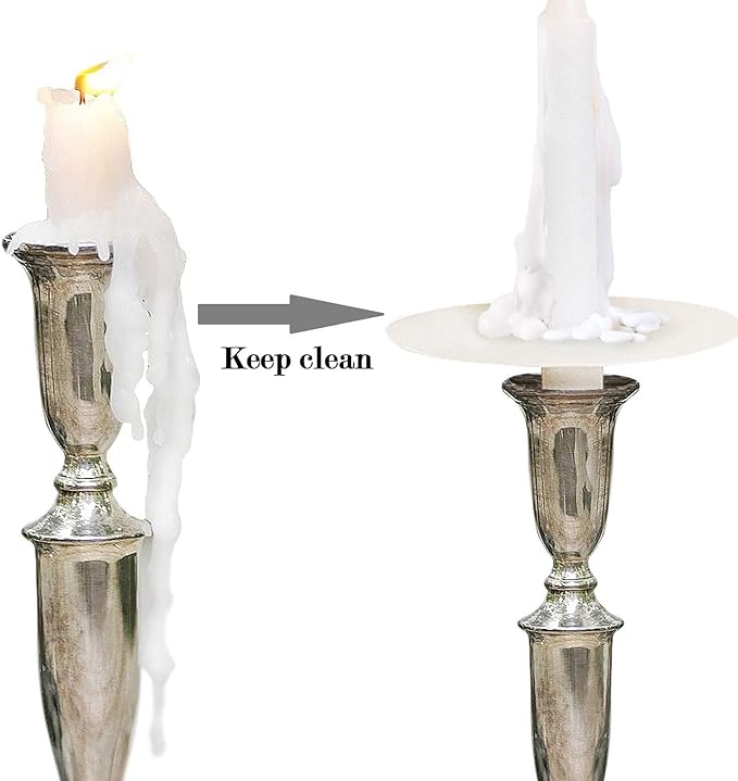 Church Candles with Drip Protectors, Box of 50 Candles, Devotional Candlelight Vigil Service Taper Candles, Smokeless,Unscented White 5" X 1/2"