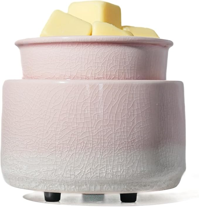 Ceramic Electric Wax Melt Warmer & Cube Oil Melter Cute Small Warmers Aromatherapy for Home Decorative Burner Melts Scented Candle Tart Scent Warm Fragrance (ice Pink)