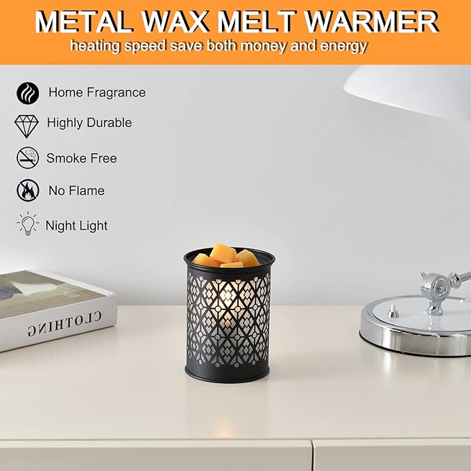 kobodon Metal Wax Warmer,Wax melt Warmer,Candle Wax Burner, Electirc Wax Melt Warmer Candle Melter as Gifts for Moms Grandma Women Girls (Diamond)