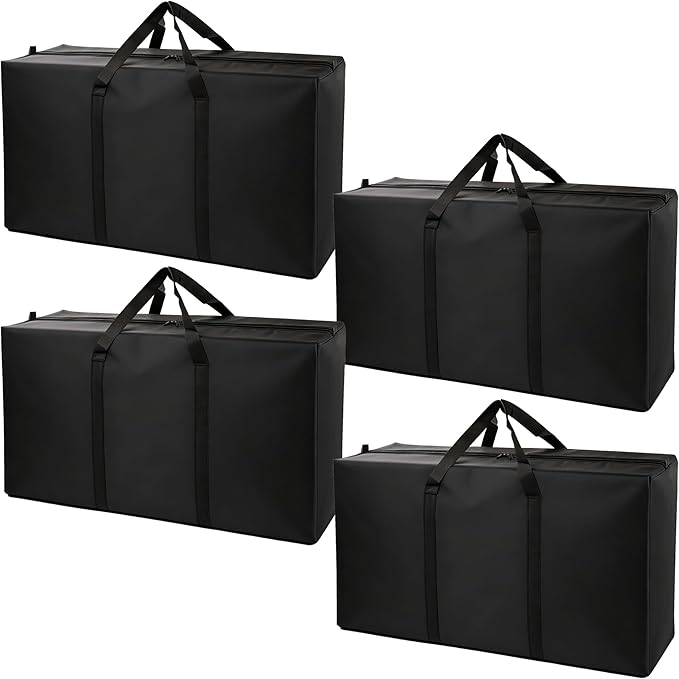 4 Pack 96L Extra Large Moving Bags with Zippers & Carrying Handles for Storage, Packing, Traveling, Camping, Langdry, Big Heavy Duty Moving Totes Bags for Clothes, Supplies and Space Saving