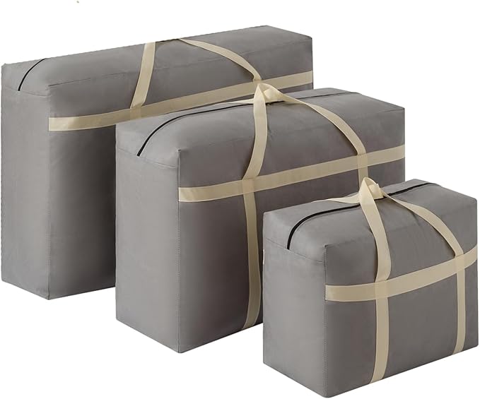 6 Pack 180L Extra Large Moving Bags with Zippers & Carrying Handles, Heavy-Duty Storage Tote Moving Boxes for Space Saving(grey, 6Pack*180L)