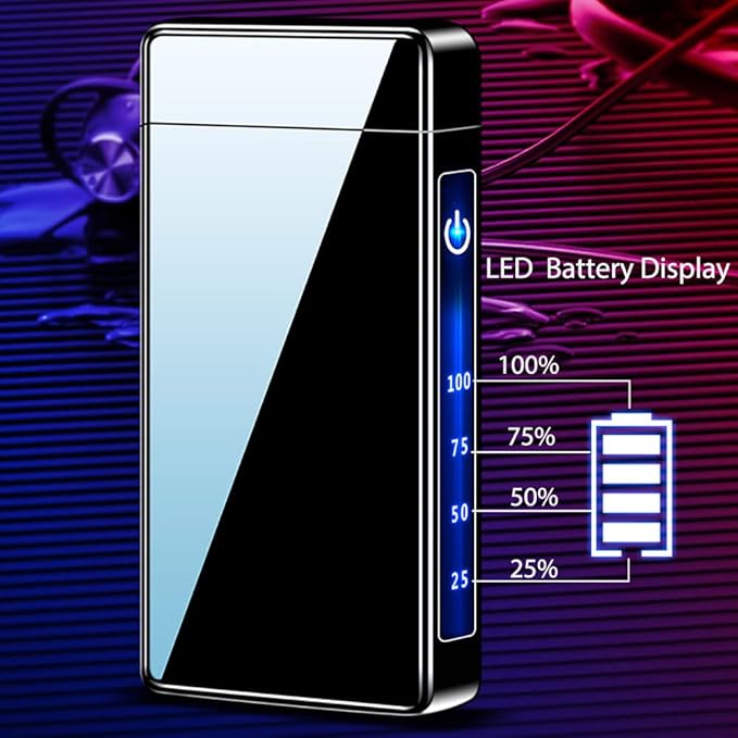 Plasma Dual Arc Lighter,USB Rechargeable Lighter with LED Battery Indicator and Touch Sensor Switch (ICE Black)