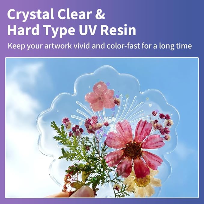 Honcaring UV Resin 400g, Hard Type Clear Beginner-Friendly Kit, Upgraded Formula & Crystal Clear for Jewlery Making, 100g*4 Resin UV Kit with for Earring, Pendant, DIY