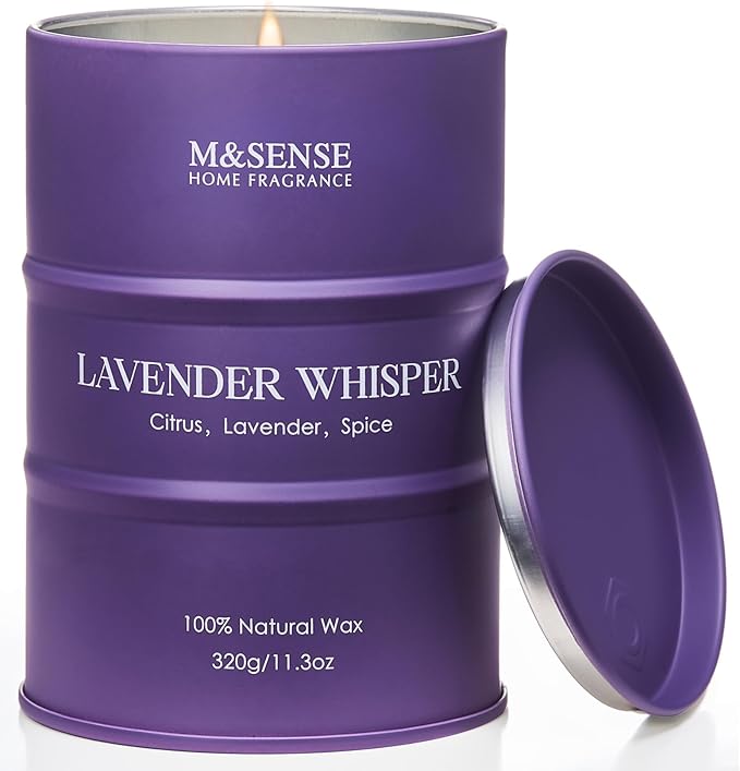M&SENSE Lavender Scented Soy Candles for Home. 11.6oz 120 Hour Long Burning, Aromatherapy Candle for Stress Relief Meditation Relaxing, Appreciation Gifts for Mom Teacher Friends