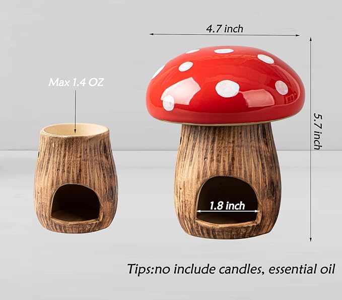 Mushroom Wax Melt Warmer Essential Oil Burner RedCeramic Scented Wax Melts Burner Scentsy