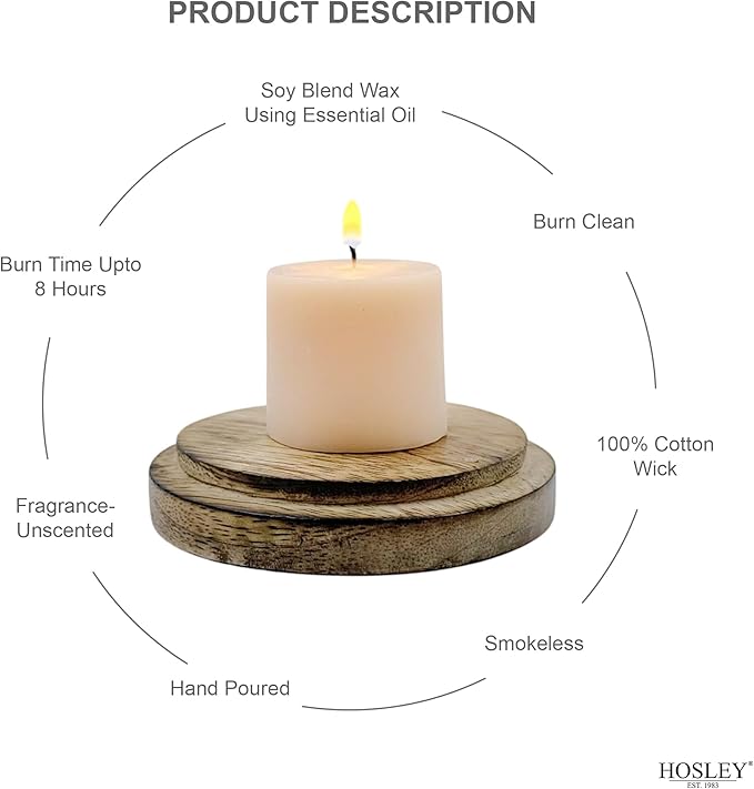 Hosley Set of 72 Unscented Ivory Votive Candles – Bulk Pack, Clean-Burning, Long-Lasting 10-12 Hour Burn Time – Ideal for Weddings, Home Décor, Spa, and Events