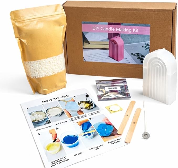 DIY Candle Making Kit for Beginners, Complete Craft Set with Mold, Wax, Fragrance, and Instructions