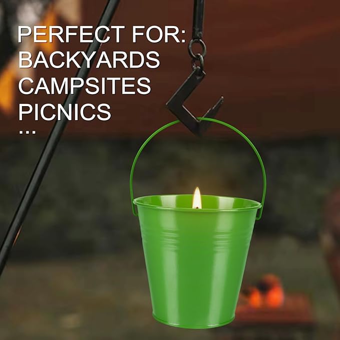 4 Pack 12oz Citronella Scented Candles, Colorful Metal Bucket Candles with Handle, Smokeless Clean Burning Candles for Home, Patio, Camping & Outdoor Gatherings