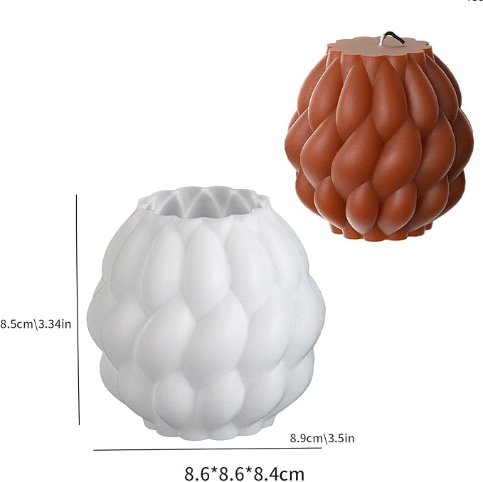 3 Pack Spiral Ball Cylinder Soap & Candle Mold - 3 Size - Silicone 3D Molds for Candy & Home Decor - Resin Casting & Making Molds