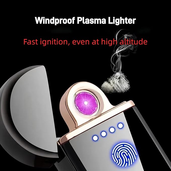 Spinning Arc Lighter, Windproof Flameless Electric Lighter, Touch Sensor Electronic Lighters, USB Rechargeable, with Dynamic Cool LED Lights, Scorpion (Blue)