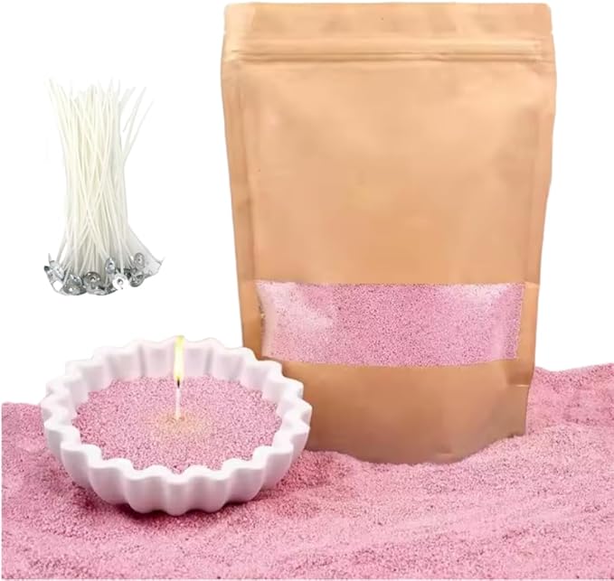 PHYMAT 1.1LB Colored Sand Wax Bulk, Unscented Pearled Candles, Refillable Plant Sand Candles with 50pcs Wicks Kit for DIY Handmade Candle Making, Party, Wedding, Home Decor