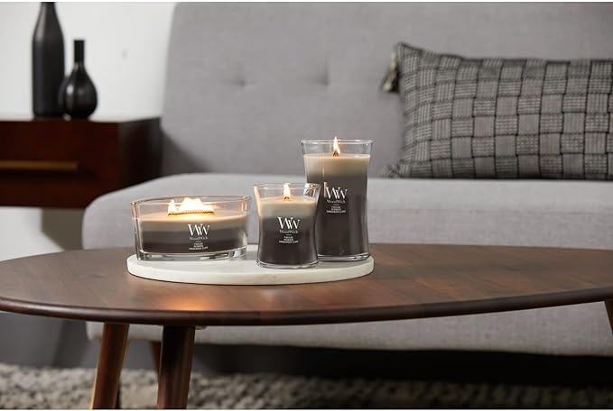 WoodWick Warm Woods Trilogy Holiday Candle Gifts for Women and Men, 9.7 oz Medium Hourglass Trilogy Candle with Crackling Wick