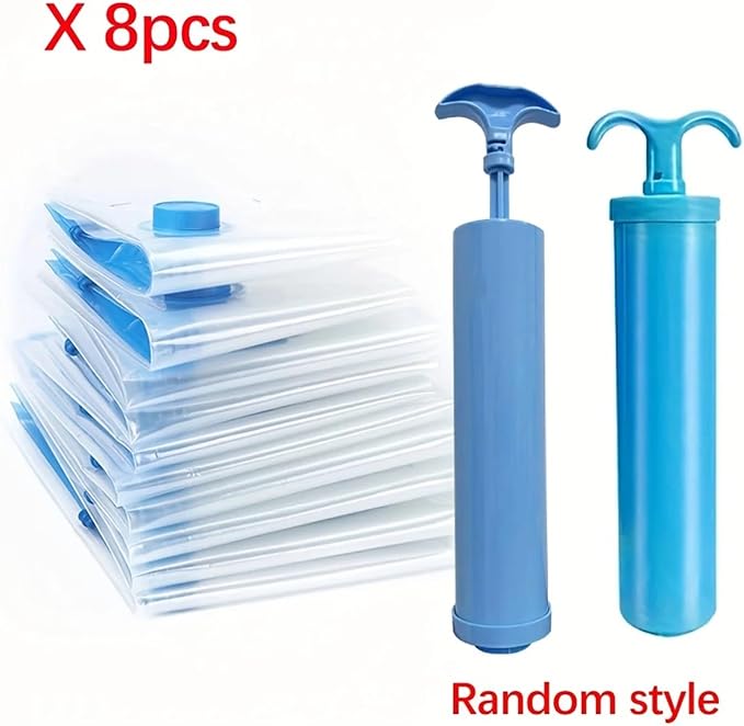 85% Space Saver Vacuum Bags 8 Pcs - Giant + Sealer