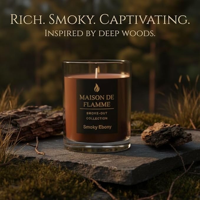 Smoke Odor Eliminating Candle – Smoky Ebony Soy Wax Candle for Kitchen, Apartment & Home Smells, Long Lasting Odor Neutralizing Scented Candle, 150g / 5.3 oz – Maison De Flamme