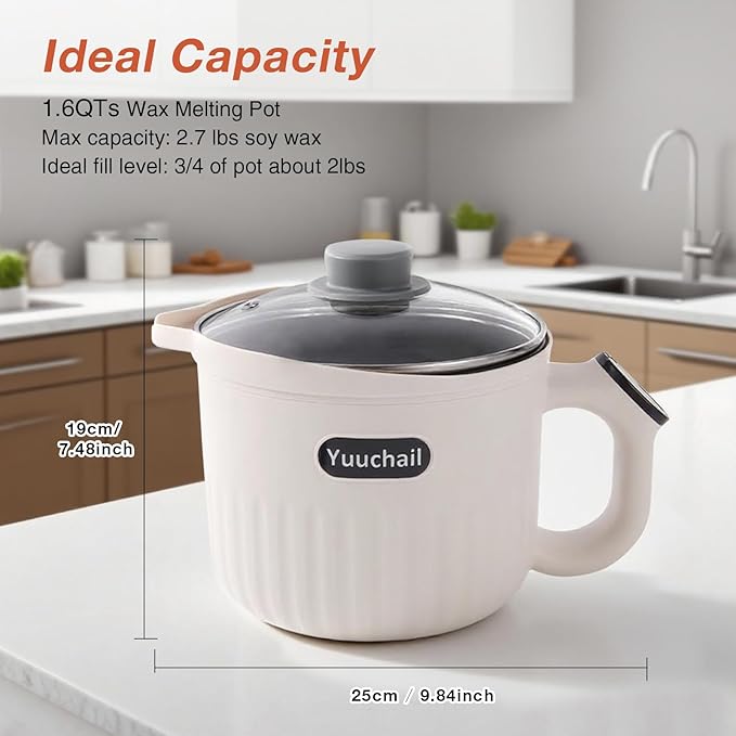Yuuchail Touchscreen Wax Melting Pot, Digital Temperature Control (120°F-260°F), Electric Wax Melter for Candle & Soap Making with Pour & Non-Stick Coating, Ideal for DIY Crafts & Beginners