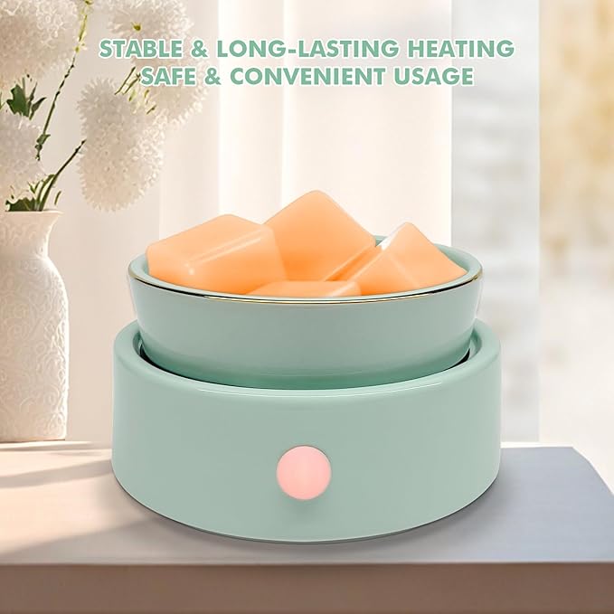 Electric Wax Melt Candle Warmer - 4-in-1 Essential Oil Candle Burner Ceramic Fragrance Warmer for Scented Wax Tarts Candle Jars Essential Oils Home Office Bedroom Gift Decor