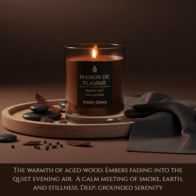 Smoke Odor Eliminating Candle – Smoky Ebony Soy Wax Candle for Kitchen, Apartment & Home Smells, Long Lasting Odor Neutralizing Scented Candle, 150g / 5.3 oz – Maison De Flamme
