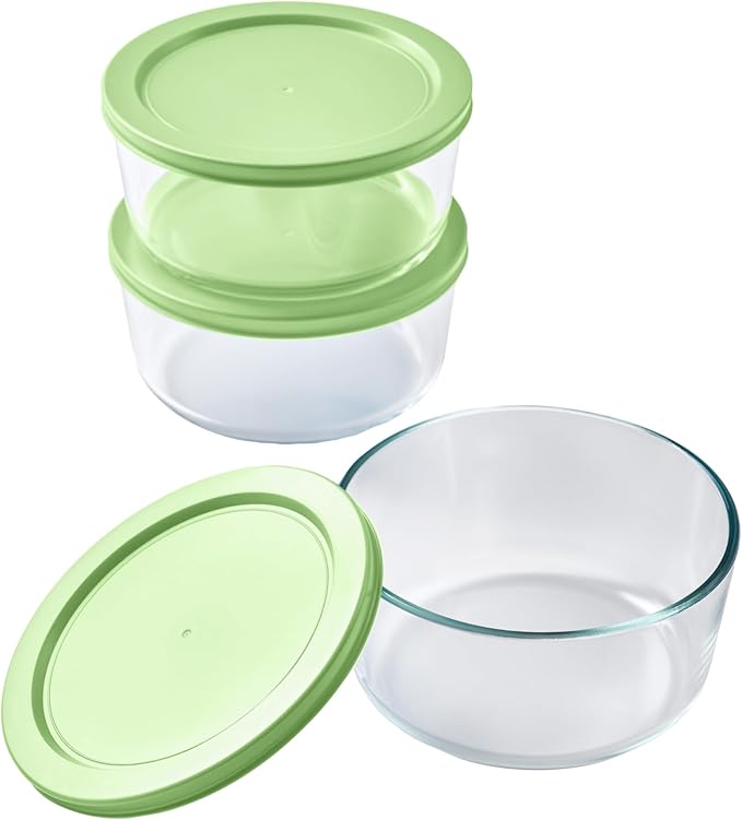 DURA LIVING 6-Piece Glass Food Storage Containers Set (3 Containers + 3 BPA-Free Lids) | 4-Cup, Leakproof | Microwave, Freezer, Oven & Dishwasher Safe | Ideal for Meal Prep & Pantry Organization