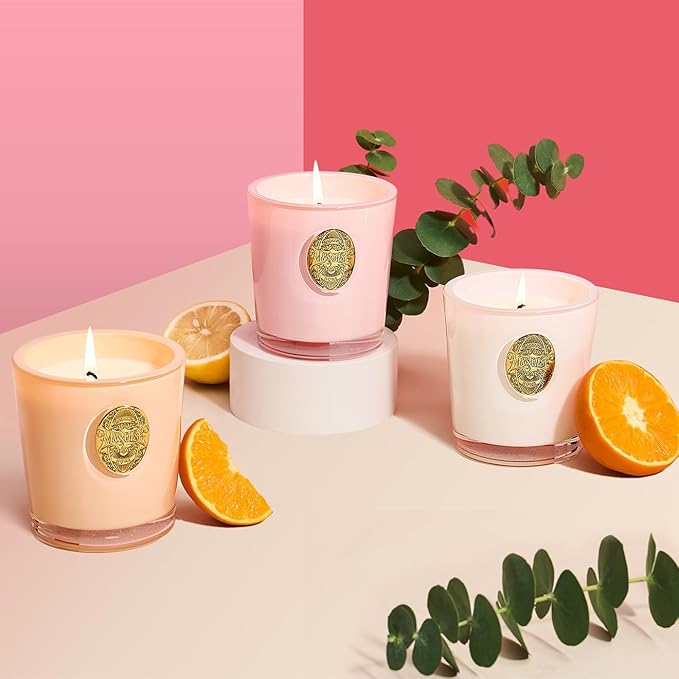M&SENSE Natural Soy Candle | Jasmine White | 10.2 oz, 55H Burn | Luxury Scented Candle for Relaxation, Gifting, Home Décor | for Bedroom, Office, Party