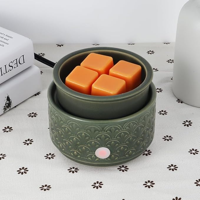 kobodon Ceramic Wax Melt Warmer - 3-in-1Electric Wax Warmer-Fragrance Candle Burner for Scented Wax Tarts and Essential Oils - Wax Melts as Gifts for Moms Grandma Women Girls（Green）…
