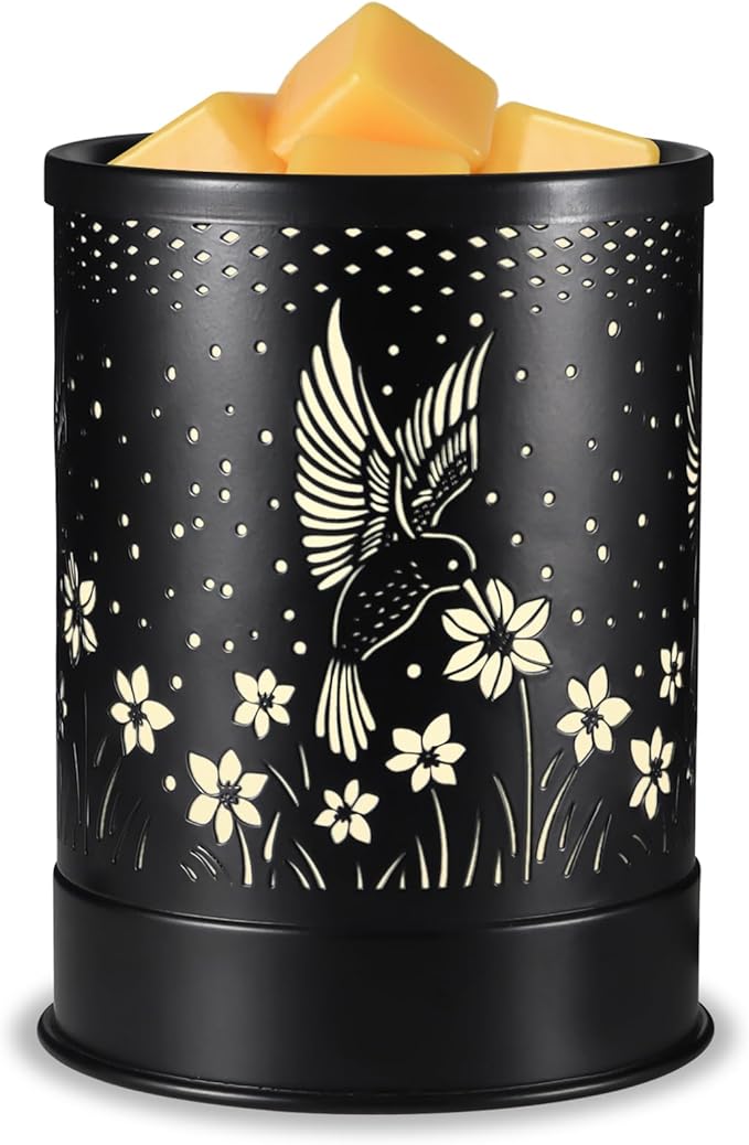 nawaza Hummingbird Metal Wax Melts Warmer, 2-in-1 Electric Fragrance Candle Wax Melter and Wax Cubes Aromatherapy Essential Oil Burner with LED Light for Home Office Room Bedroom and Home Décor