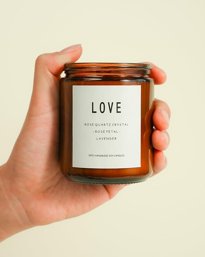Love Spell Candles, Ritual, Soy Wax Crystal, Manifesting, Garnet, Rose Quartz, Pink Crystal Candles.(Love)