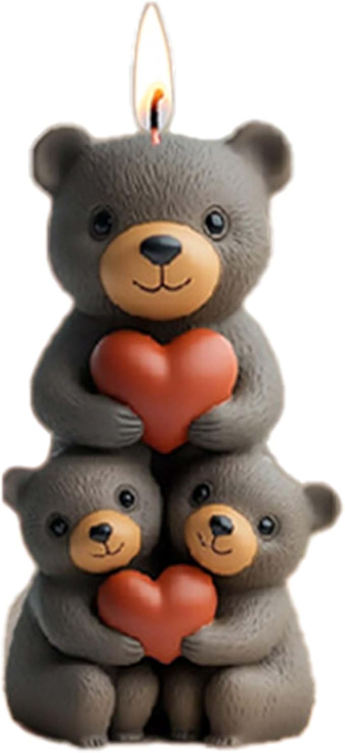 Rose Bear Heart Cylinder Silicone Wave Spiral Candle Mold - Silicone Resin Casting Molds for Candle & Resin & Soap Craft Supplies