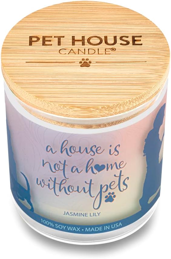 One Fur All Pet House Sentiments Candle - Jasmine Lilly - Gift for Pet Lover - Pet Odor Eliminator Candle - Plant-Based Wax Candles - Non-Toxic - Pet-Friendly