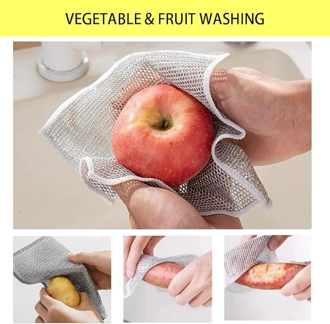 8 Pac Multipurpose Wire dishwashing rag- Reusable Non Scratch Wire Dishcloth, Non Scratch Dishcloth That Can for Kitchen Pots and cooktops, Sinks Dish Rags 7.87' * 7.87'
