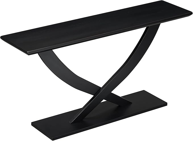 Modern Rustic Wood Console Table 57-Inch Entryway Sofa Table Home Accent Furniture for Living Room Entrance Hallway, Black
