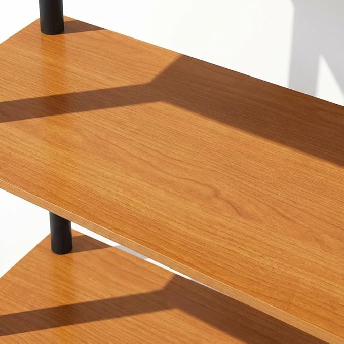 Furnifact Light Cherry Black Bookcase with Wood Construction, Spacious Storage, Stylish Design, Perfect for Home and Office Use