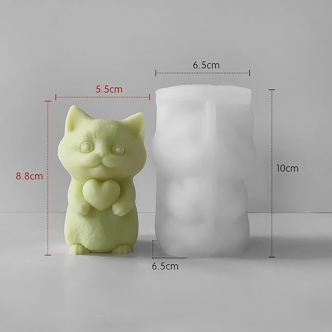 Cat Soap Mold for Animal Candle Making - 3D Silicone Mold for Home Decor Casting