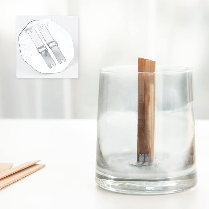 Ziosxin 260pack Galvanized Metal Base Suitable for Wood Wicked Candles Manufacture, Metal Bracket Size: W*D(25 * 25mm),H(8mm) Does not Include Wicks and Stickers