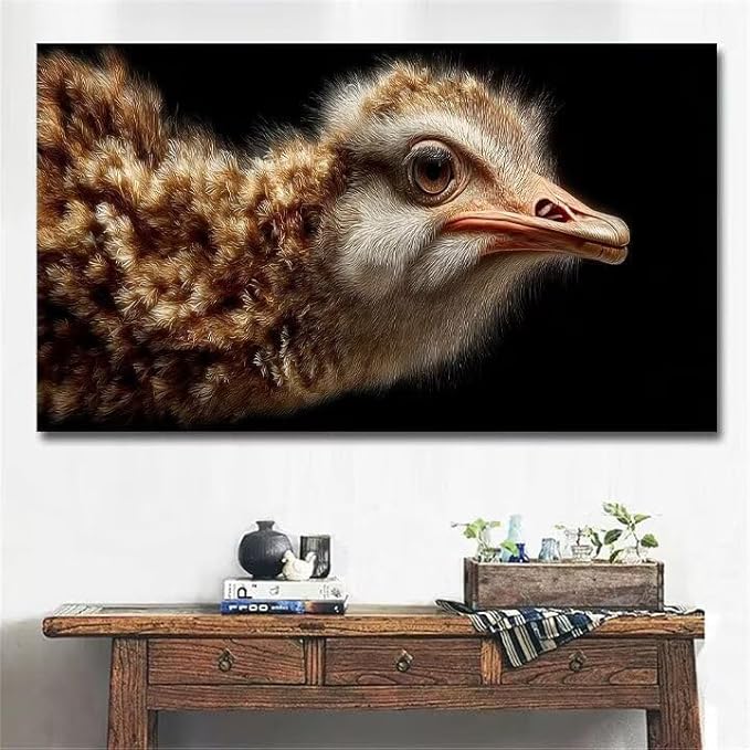 Paint by Numbers Kit for Adults Ostrich Painting by Numbers Animal DIY Kits for Adults Canvas Painting Crafts, Hobbies for Women Beginner for Home Wall Decor Art Gifts Without Frame 12x24Inch 9-4542