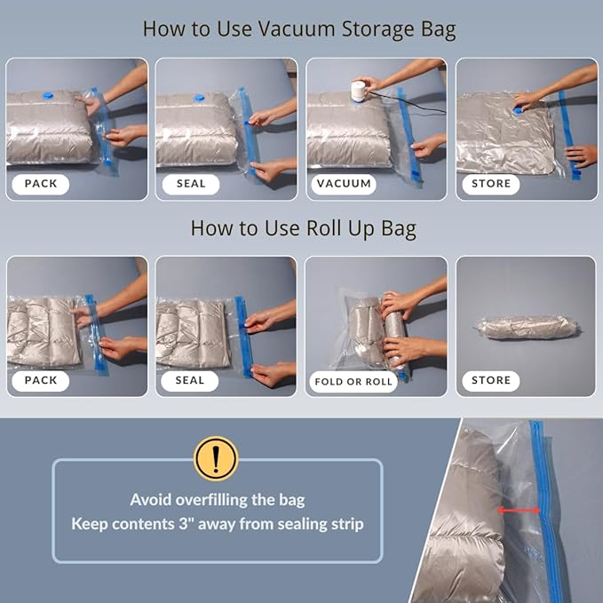 35 Pack Vacuum Storage Bags With Electric Pump, Compression Space Saver for Comforter, Bedding, Blanket Storage, Vacuum Seal Bags for Clothing, Luggage and Closet Organizer