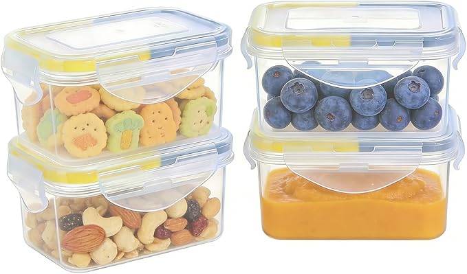 KIGI Small Plastic Food Storage Container Set for Snack, Puree, Lunch & Meal Prep, BPA-Free, Airtight lids, Leak-Proof Mini Bento box (0.75 Cup, 8 Piece Set)