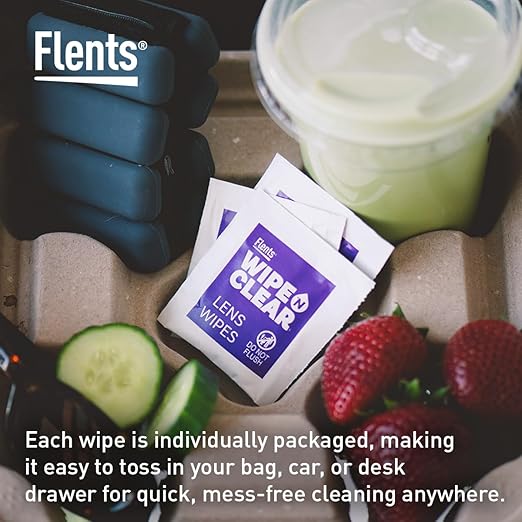 Flents Lens Wipes, Wipe 'N Clear, 150 Count, Pre-Moistened, Streak-Free, Safe for Glasses, Sunglasses, Gentle Cleaning, Clear Vision, Individually Wrapped for Travel & Convenience, Made in the USA